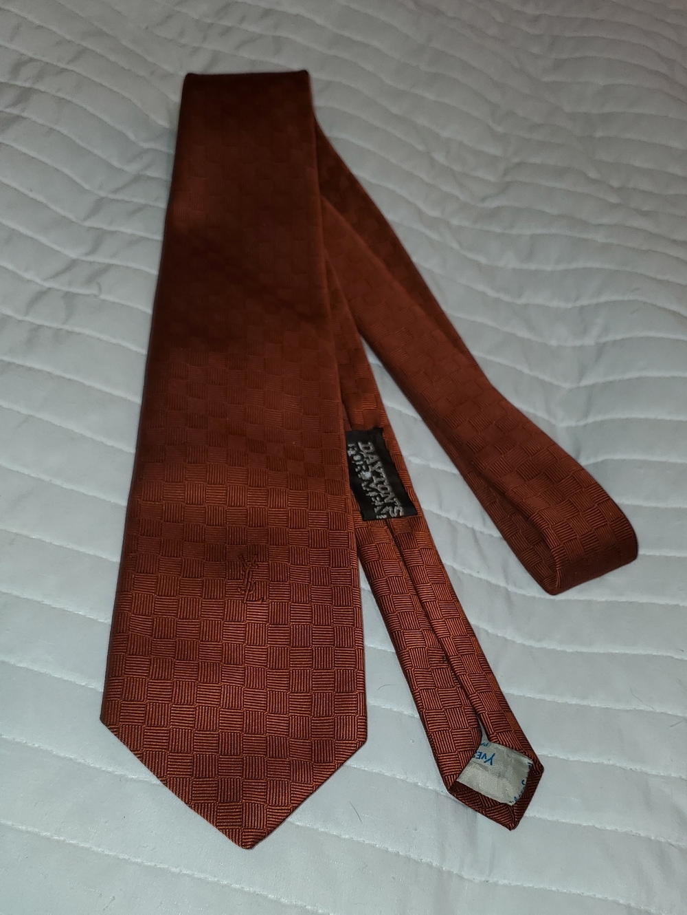 Vintage Yves Saint Laurent Textured Rust Silk Tie